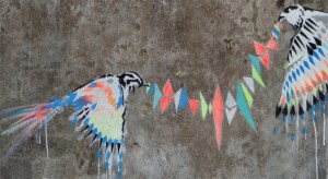 Birds on the wall (outside Kashi)