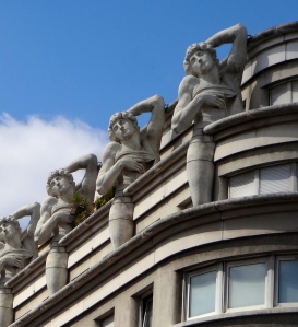 Statues along the building