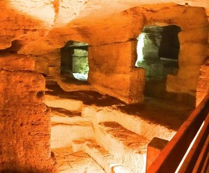 Main room with stone carvings